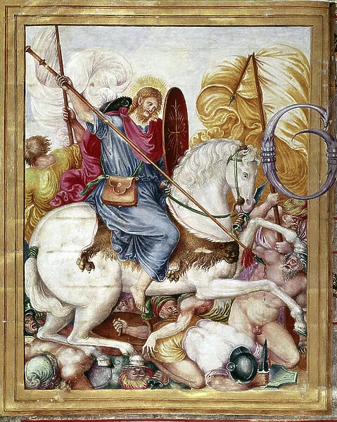 Saint James fighting, 16th century (miniature)