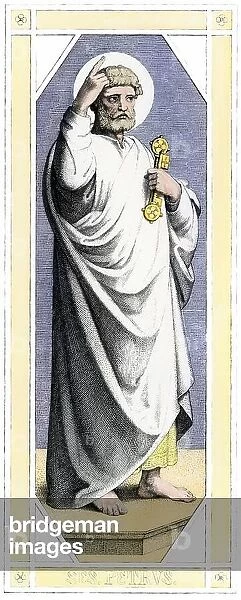 Saint Peter the apostle holding the keys of the door of paradise