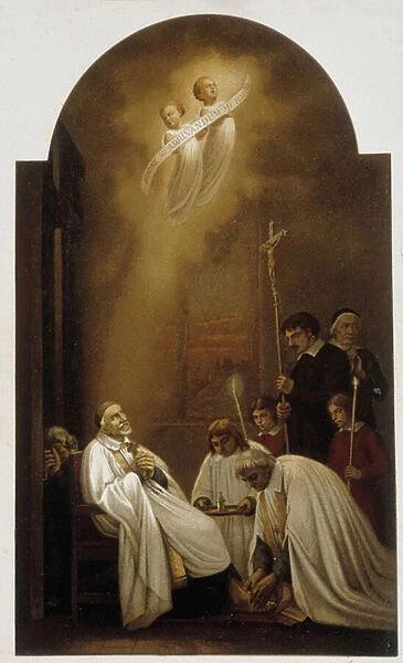 Saint Vincent de Paul in ecstasy with angels - from a 19th century painting
