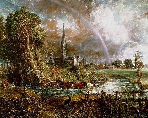 Salisbury Cathedral From the Meadows, 1831 (oil on canvas) (see 188984-188985 for