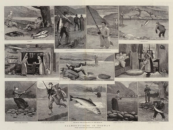 Salmon-Fishing in Norway (engraving)