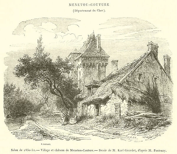Salon de 1850-51, Village et chateau de Menetou-Couture (engraving)