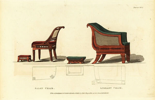 Salon chair and library chair, 1810