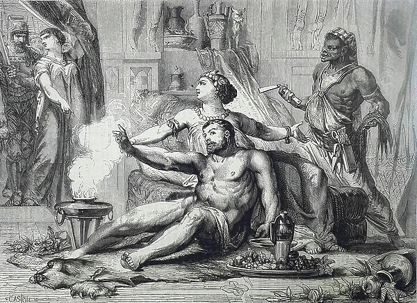 Samson being betrayed to the Philistines by Delilah