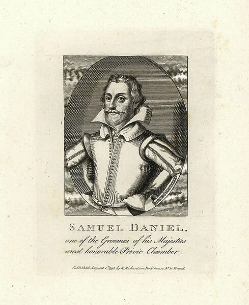 Samuel Daniel, Groom of his Majesty's Privy Chamber, poet and author of the masque, the Tethys Festival or The Queenes Wake for Queen Elizabeth I, Whitehall, 1610