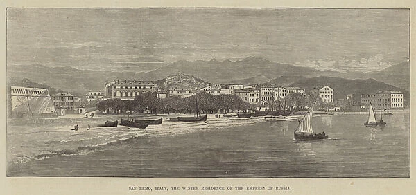 San Remo, Italy, the Winter Residence of the Empress of Russia (engraving)