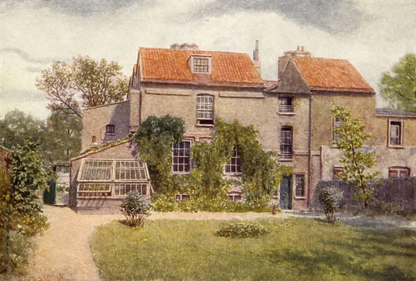 Sandford Manor House from back garden, 1898 (colour litho)