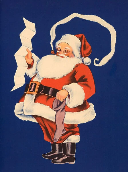 Santa With His List of Boys and Girls Who ve Been Naughty and Nice