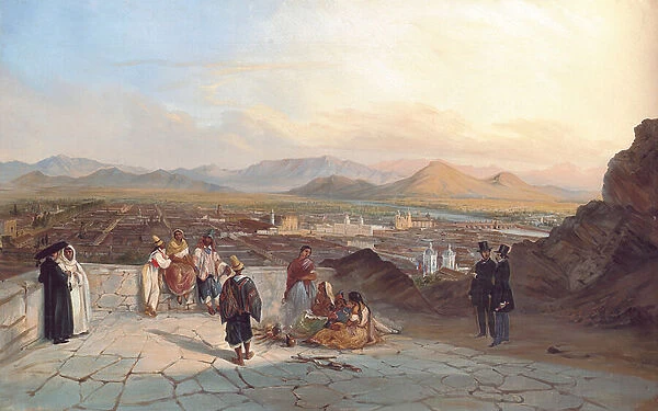 Santiago de Chile from the Hill of Santa Lucia looking to the west, 1841 (oil on canvas)
