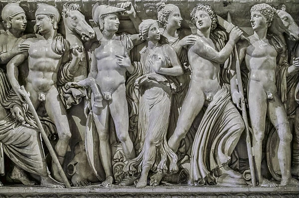 Sarcophagus representing scenes of Achilles life, Detail of 1630020, 3rd Century AD (marble)