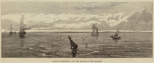 Saugor Lighthouse, off the Mouth of the Hooghly (engraving)