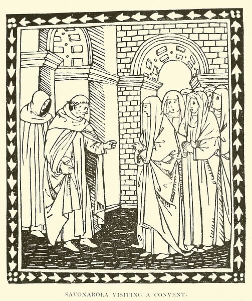 Savonarola visiting a convent (engraving)