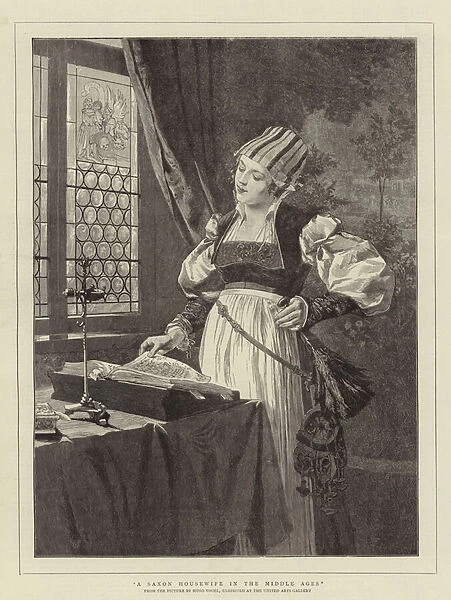 A Saxon Housewife in the Middle Ages (engraving)
