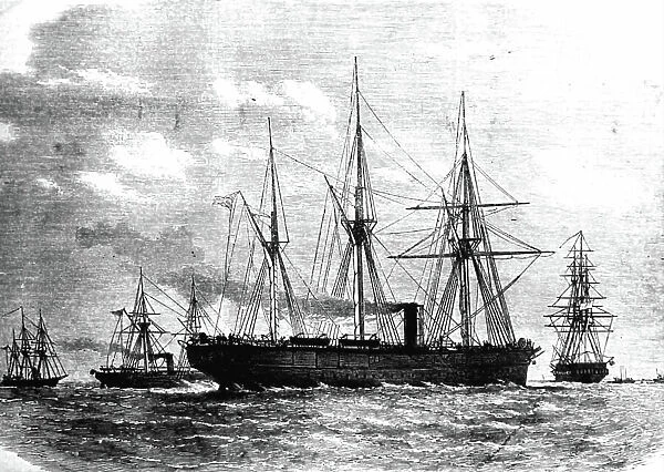 The Scauderia laying the submarine telegraph cable between Malta and Alexandria, 1868