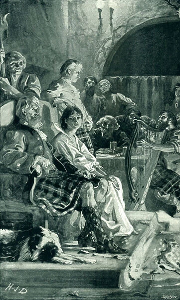 Scene in Hall of a Highland Chieftain in the seventeenth century (litho)