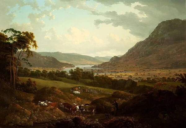 A Scene in the Lake District (oil on canvas)