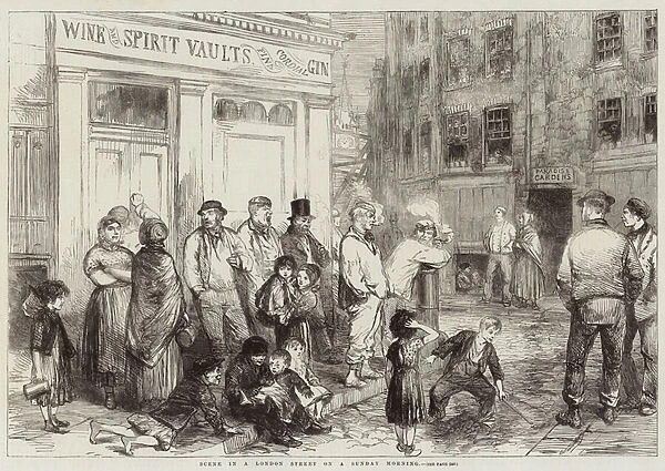 Scene in a London Street on a Sunday Morning (engraving)