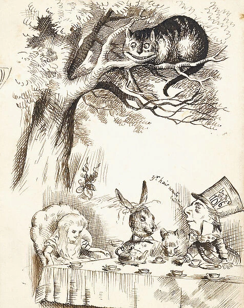 Scene from The Mad Hatters Tea Party, c. 1865 (pen and brown ink)
