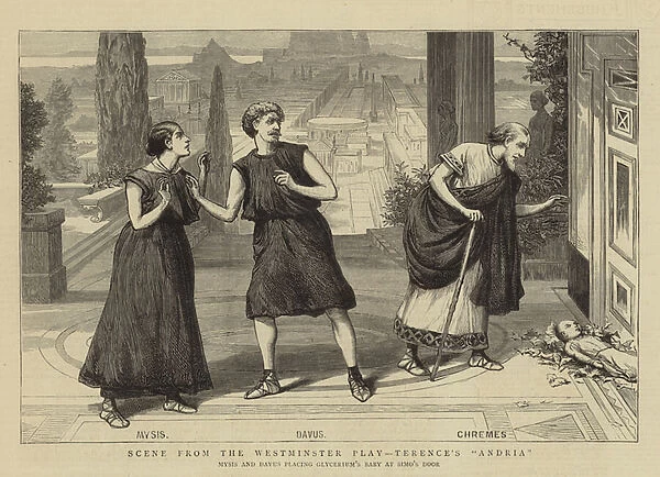 Scene from the Westminster Play, Terences 'Andria'(engraving)