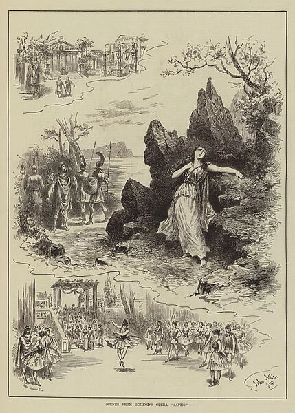 Scenes from Gounods Opera 'Sapho'(engraving)