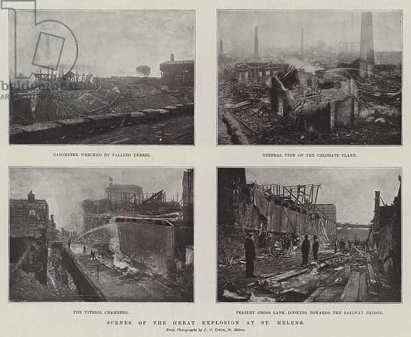 Scenes of the Great Explosion at St Helens (b  /  w photo)
