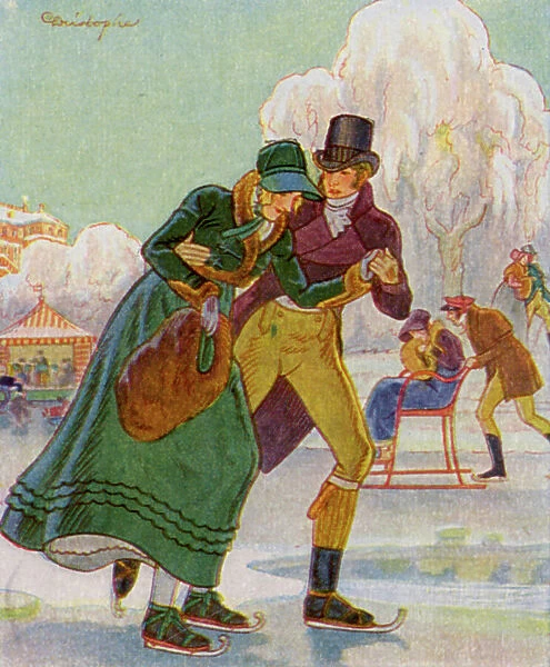 Schlittschuhlauf  /  Skating (colour litho)