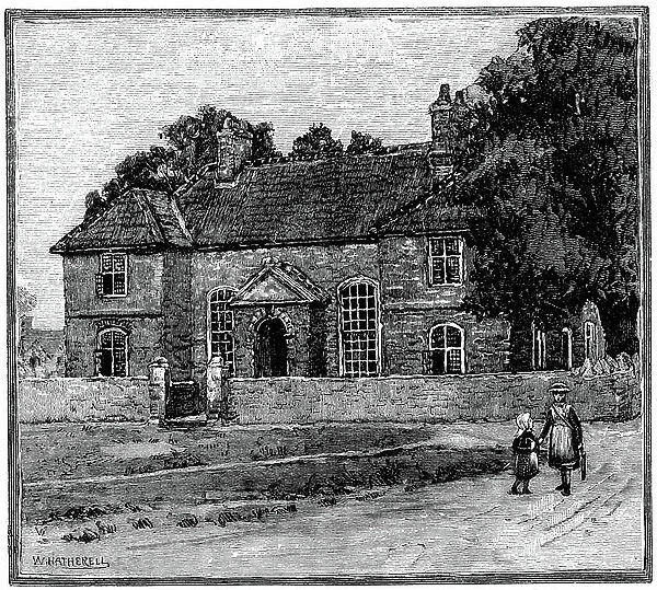 School House, Fishponds, Bristol, birthplace of Hannah More (1745-1833). English religious writer and playwright and member of the Blue Stocking circle of Learned intelligent women. Engraving c1880