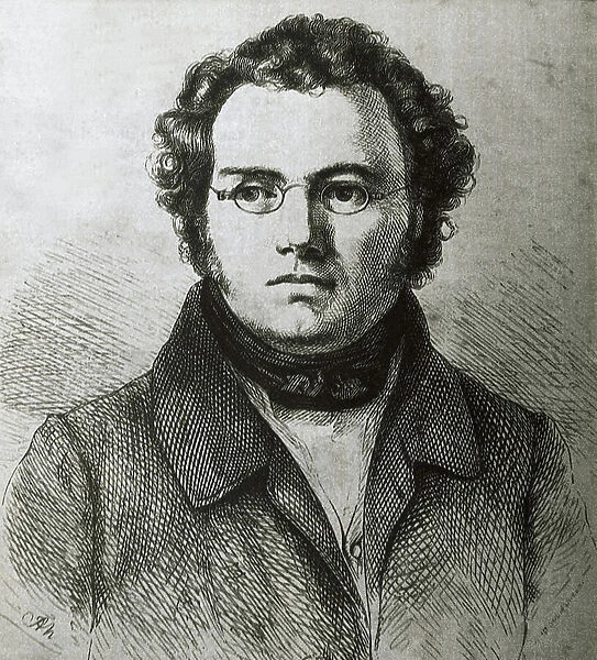 SCHUBERT, Franz (1797-1828). Austrian Romantic composer. Etching