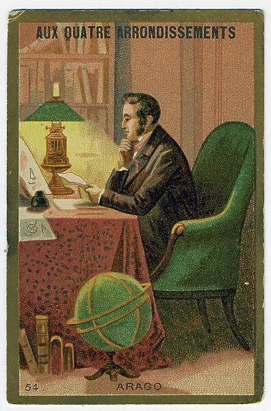 Science. The french scientist Francois Arago. Imagery from the Parisian Department Store: Aux Quatre Arrondissements, France, c.1900 (postcard)