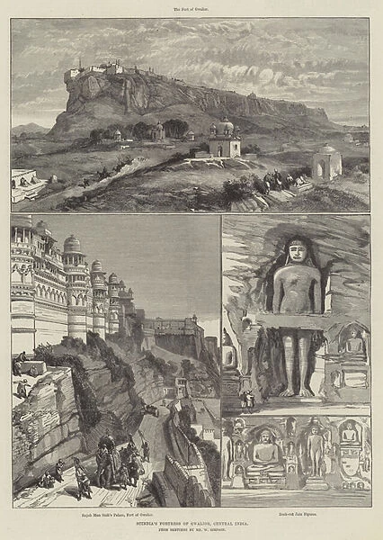 Scindias Fortress of Gwalior, Central India (engraving)