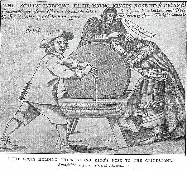 The Scots Holding Their Young King's Nose to the Grindstone'. After a broadside of 1651