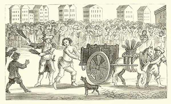 The scourging of Titus Oates from Newgate to Tyburn (engraving)