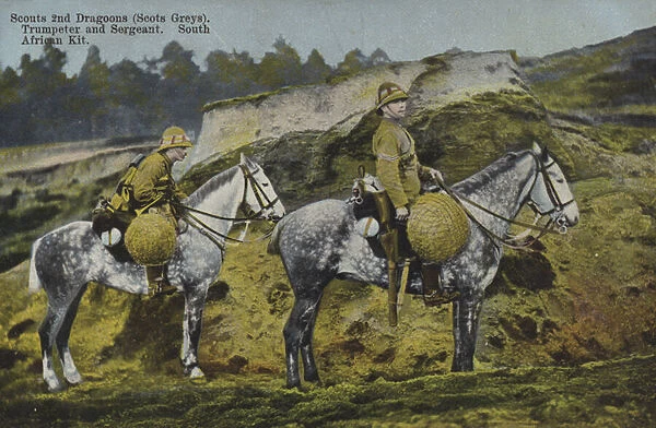 Scouts 2nd Dragoons (Scots Greys), Trumpeter and Sergeant, South African Kit (colour photo)