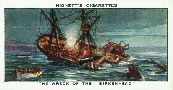 Sea Adventure: The wreck of the 'Birkenhead' (colour litho)