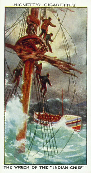 Sea Adventure: The wreck of the 'Indian Chief' (colour litho)