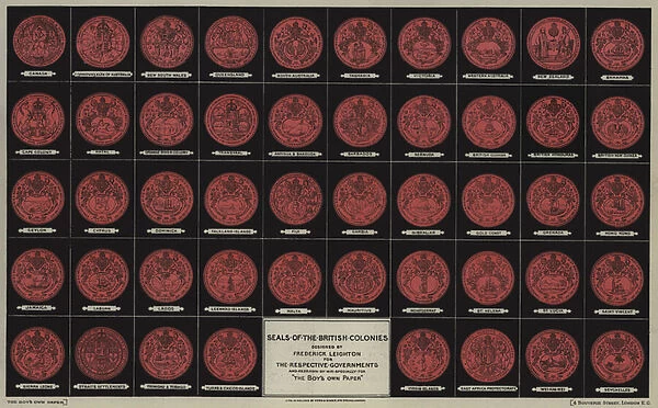 Seals of The British Colonies, designed by Frederick Leighton (colour litho)