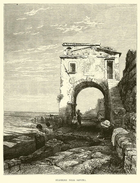 Seashore near Savona (engraving)