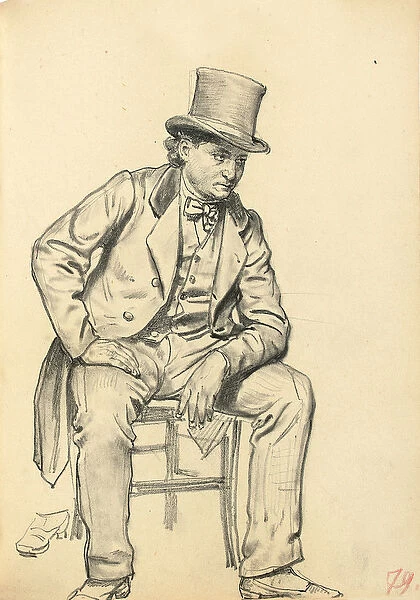 Seated Man, Arm Leaning on His Leg, c. 1872-1875 (pencil on paper)