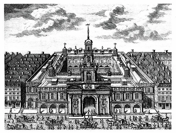 The second Royal Exchange, London, built after Gresham's Exchange had been destroyed in the Fire of London 1666. 18th century (copperplate engraving)