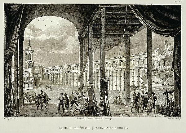 Segovia. The Acqueduct, 19th century (engraving)