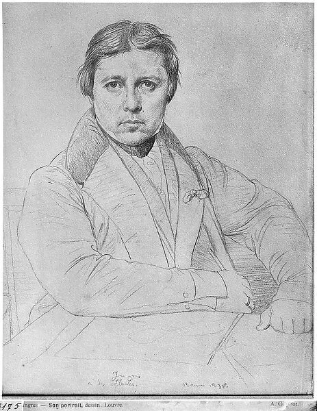 Self Portrait, 1835 (graphite on paper) (b  /  w photo)