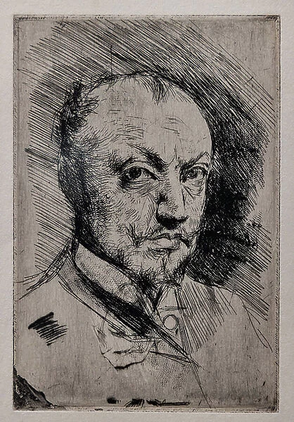 Self-portrait, c. 1890 (drypoint, roulette and etching on paper)