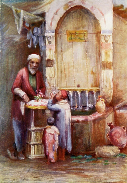 A Seller of Sweets, Damascus (colour litho)