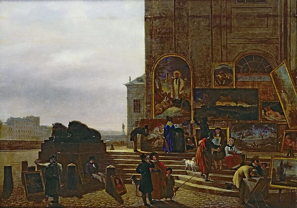 Selling Paintings Outside the Institut de France, 1837 (oil on canvas)