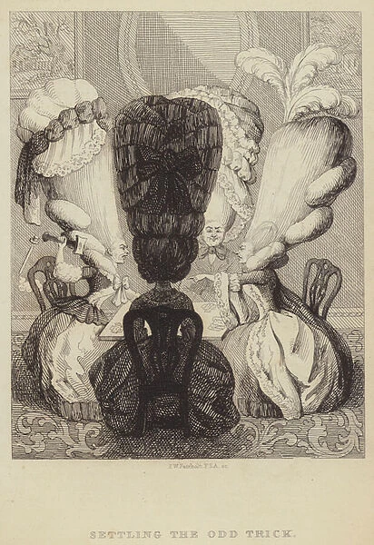 Settling the Odd Trick: satire lampooning womens hairstyles and the mania for gaming, 1778 (engraving)