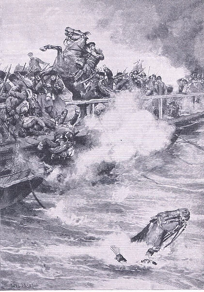 Sevastopol: The retreat over the bridge of boats, illustration from