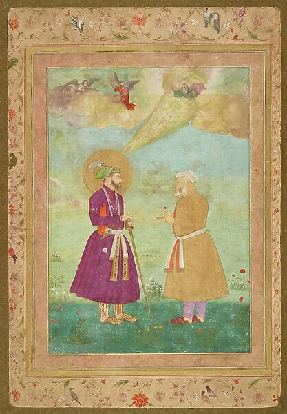 Shah Jahan with Asaf Khan from the Late Shah Jahan Album, c.1640 (opaque w / c, ink & gold on paper mounted on paperboard)