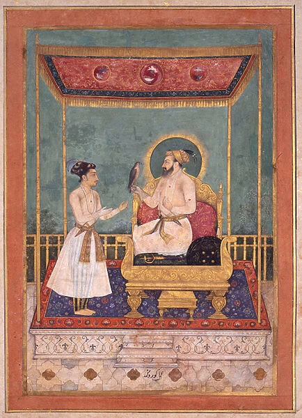 Shah Jahan Enthroned with his Son Dara Shikoh, c. 1630-1640 (opaque w  /  c & gold on paper)