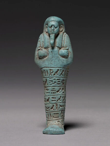 Shawabty of Ankh-Hor, 595-586 BC (pale turquoise with vitreous Egyptian blue)
