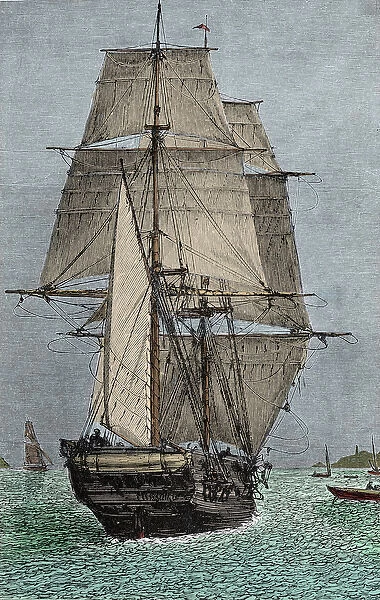 The ship 'Beagle'(expedition in which Darwin participated as a naturalist